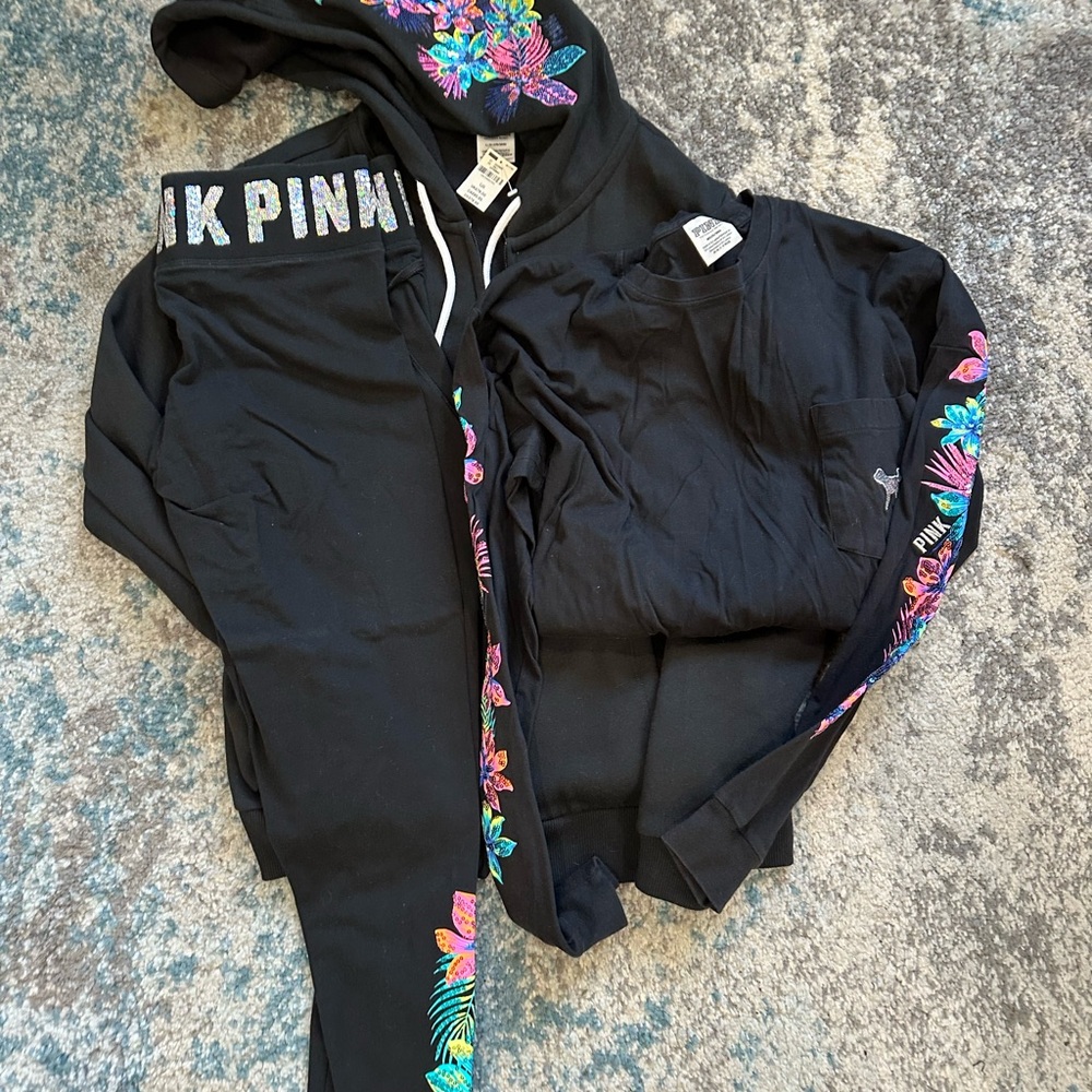 Victoria's Secret PINK Floral Hoodie and Leggings Set